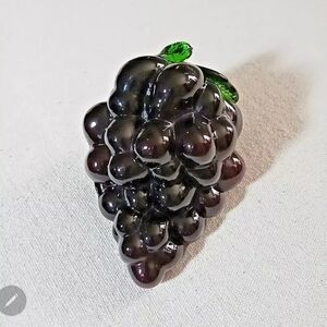 Vintage Murano Style Art Glass Grape Bunch Decorative Paperweight Handblown_CC